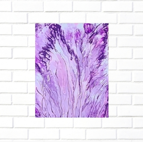 Other - Hand Painted Purple and White Abstract Design Canvas • 11x14 Inches